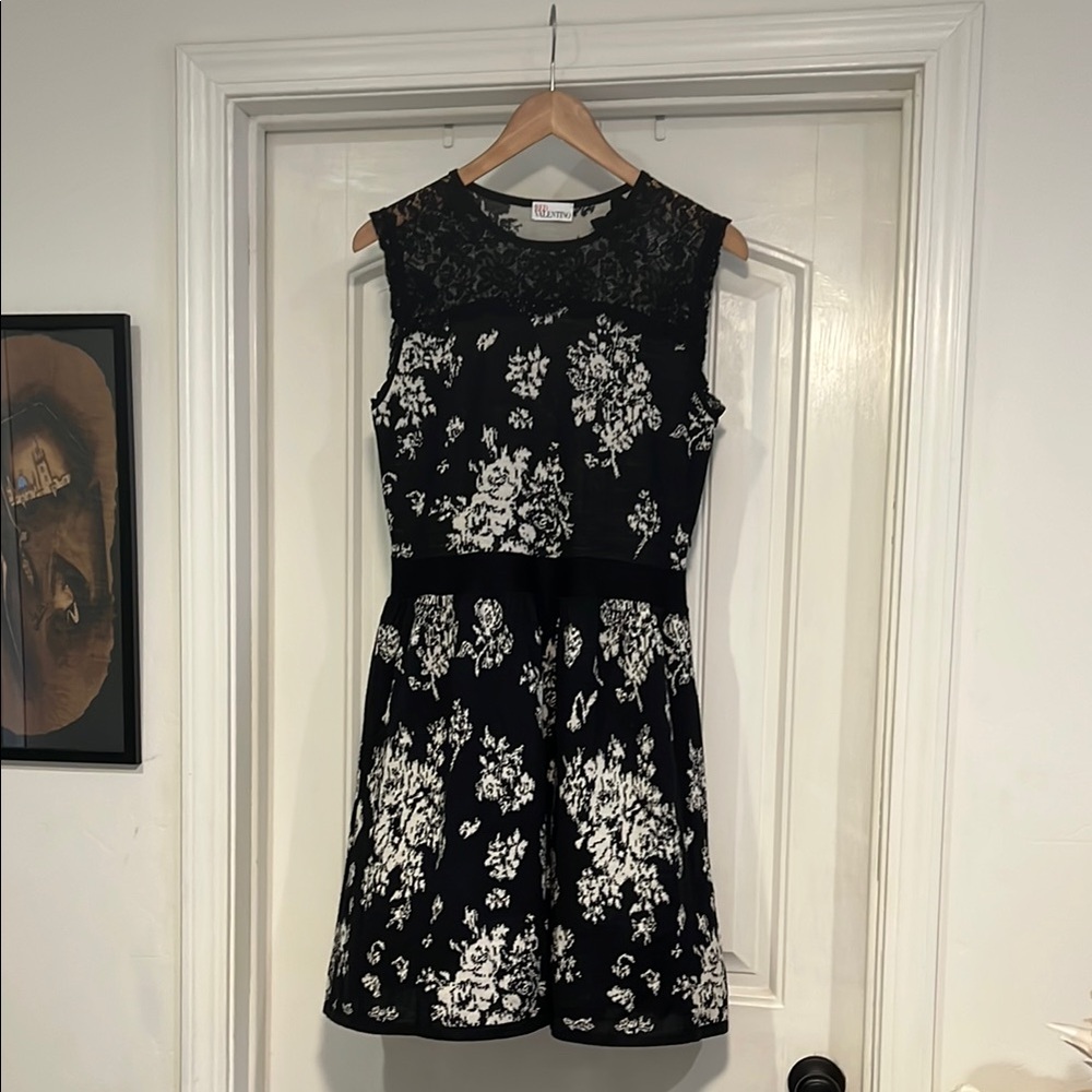 RED Valentino Black and White A-line Mini Dress